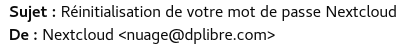 Métadonnées du courriel de réunitialisation de mot de passe Nextcloud